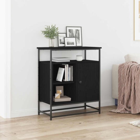  Skap Svart Eik 69x35x80 cm Konstruert Tre og Stål
