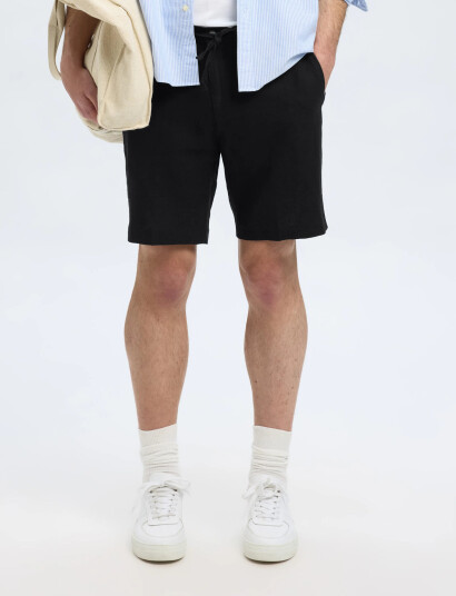 Selected Slhregular-Leroy Linen Bld Shorts Noos - Black - M