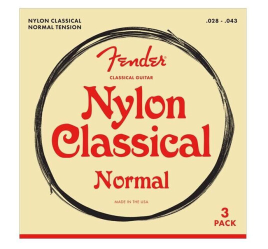 Fender Nylon Acoustic Strings, 100 Clear (028-043) Silver Tie End 3-Pakning Fender Nylon Acoustic Strings, 100 Clear (028-043) Silver Tie End 3-Pakning