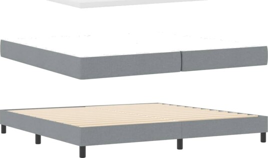 Box Spring Seng med Madrass Lys Grå 200x200 cm Stoff