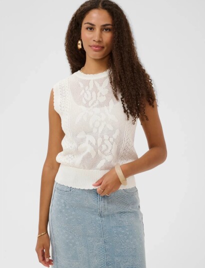 Cream Croluki Knit Slipover White XXL