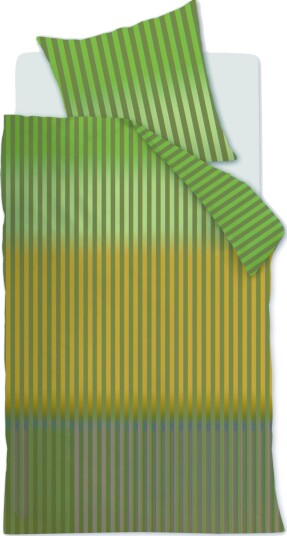 Beddinghouse Stripet sengetøy 140x220 cm   Grønt sengesett i 100% ranforce bomull   Jonah Beddinghouse sengetøy