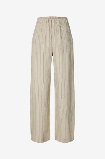 Selected Women   Bukser slfMariam MW Wide Linen Blend Pant   Brun