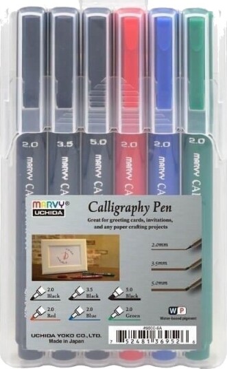 Kalligrafipenn Thin Pens 3 Tykkelser 6 Farger