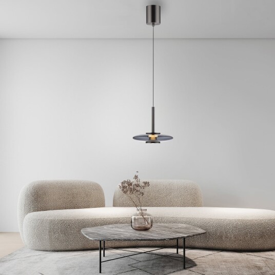 Hengelampe PURE Vitrum dimmbar Grå Stue Glass Moderne Grå