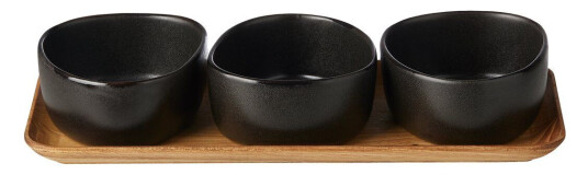 Aida Raw Organic skålsett med trebrett Titanium Black Aida Raw Organic skålsett med trebrett Titanium Black