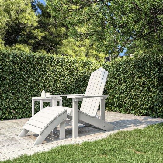 vidaXL Adirondack hagestol med fotskammel HDPE hvit vidaXL Adirondack hagestol med fotskammel HDPE hvit