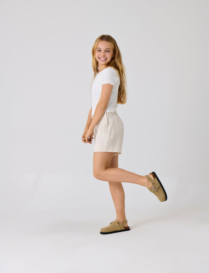 Kids Only Kogsiesta Pullup Linenbl Shorts Pnt Noos - Cream - 158 Kids Only Kogsiesta Pullup Linenbl Shorts Pnt Noos - Cream - 158