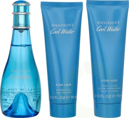 Davidoff Cool Water Woman Giftset 250 ml Eau De Toilette Spray 100ml/Body Lotion 75ml/Shower Gel 75ml