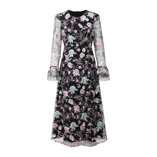 Queenie Dress Black Multi S Embroidered  dress