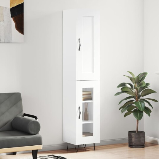 vidaXL Highboard hvit 34,5x34x180 cm konstruert tre 8720845498399