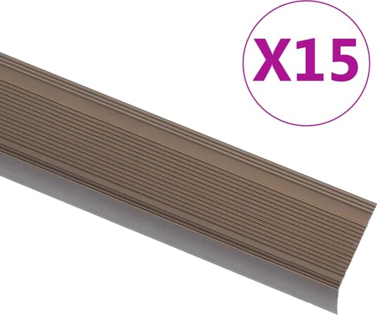Trappeneser L form 15 stk aluminium 90 cm brun
