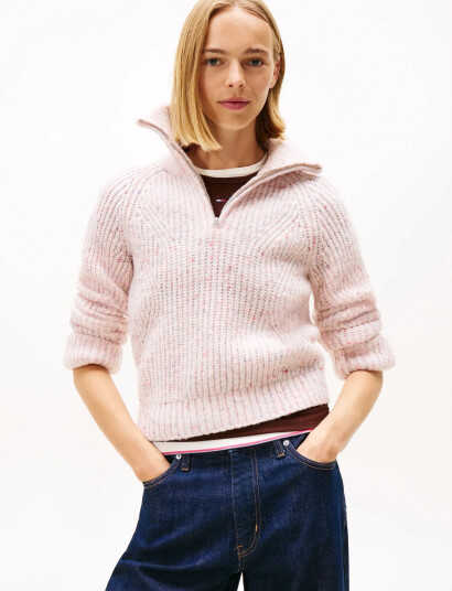 Tommy Jeans Tjw Nep 1/4 Zip Sweater - Pink - M Tommy Jeans Tjw Nep 1/4 Zip Sweater - Pink - M
