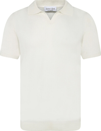 Davida Cashmere | Man Fine Knit Open Collar T Shirt | S Davida Cashmere | Man Fine Knit Open Collar T Shirt | S
