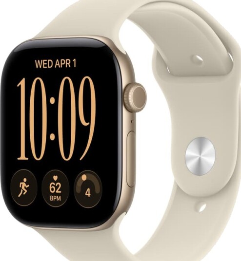 Apple Watch Series 12 46mm GPS (lys gull aluminium/sand Sport Band) S/M