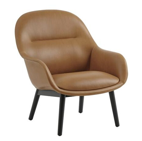 Muuto Muuto Fiber Lenestol Refined Skinn Cognac/Antrasitt Sort/Eik