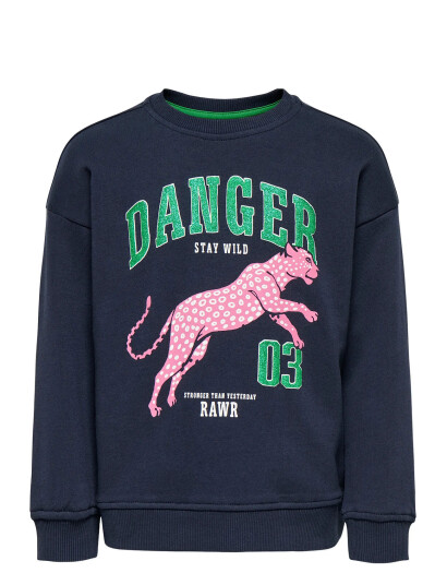 Kids Only Kmgleopaula Life L/S Loose Pullo Bru Swt Navy 98