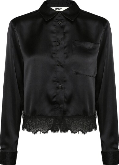 ONLY Onlindona L/S Satin Lace Shirt Wvn Black L