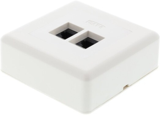 DELTACO Vägguttag utanpåliggande, UTP 2xRJ45, Cat6 DELTACO Vägguttag utanpåliggande, UTP 2xRJ45, Cat6