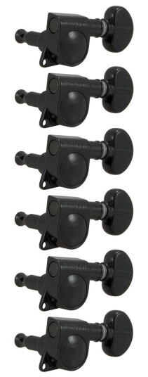 Grover 305bc6 Mid-Size Rotomatics W/round Button, 6-In-Line, Left Blk Chr