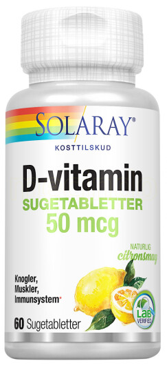 Solaray D-vitamin 50 Mcg 60 Tabletter Solaray D-vitamin 50 Mcg 60 Tabletter