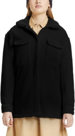 Knowledge Cotton Apparel Women's Betony Teddy Overshirt S, Black Jet