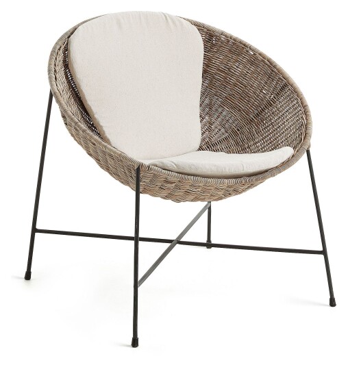 Kave Home - Kathryn Loungestol m. pute - Rattan Unoliving