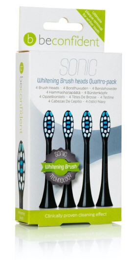 Beconfident Whitening Sonic 4-pack tootbrush heads black