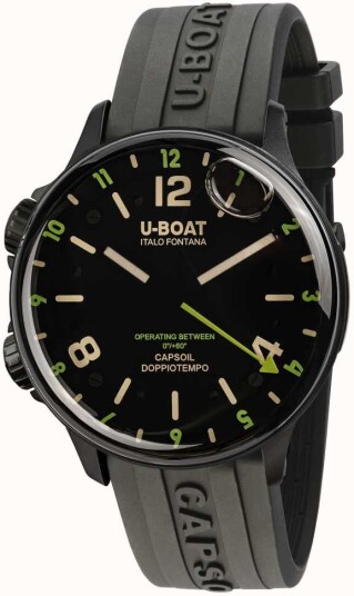 U Boat Herreklokke 8840/A Capsoil Sort/Gummi Ø45 mm