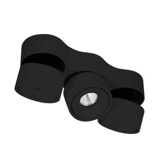 Arcchio LED-taklampe Rotari linser 3-lys svart