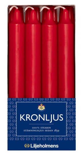 Liljeholmens Kronelys 20,6 cm 8 stk rød Liljeholmens Kronelys 20,6 cm 8 stk rød