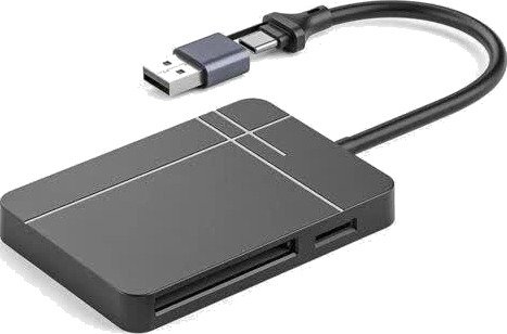 Nördic USB-A 3.1 / USB-C minnekortleser 4 spor CF SD 4.0 MicroSD 4.0 MS UHS-II Nördic USB-A 3.1 / USB-C minnekortleser 4 spor CF SD 4.0 MicroSD 4.0 MS UHS-II