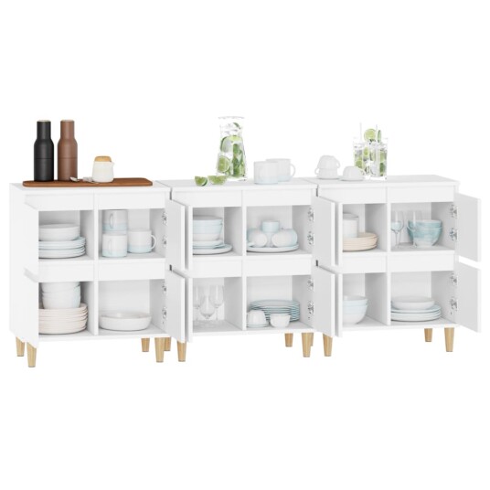 vidaXL Skjenker 3 stk hvit 60x35x70 cm konstruert tre