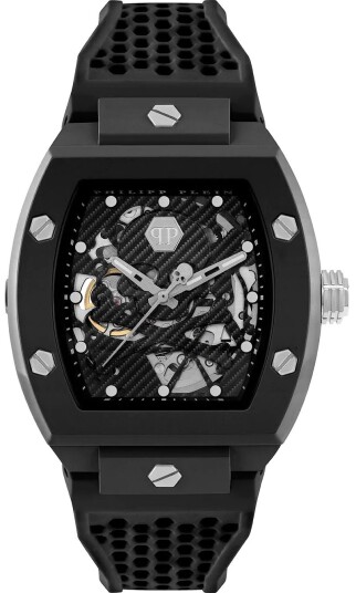 Philipp Plein Herreklokke PWVBA0423 The Skeleton Sort/Gummi Ø44 mm Philipp Plein Herreklokke PWVBA0423 The Skeleton Sort/Gummi Ø44 mm
