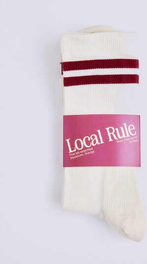 Local Rule Merino Socks Golfsokker Brick Red Stripe