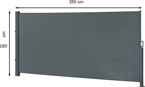 Uttrekkbar sidemarkise levegg grå 180 cm x 350 cm Uttrekkbar sidemarkise levegg grå 180 cm x 350 cm