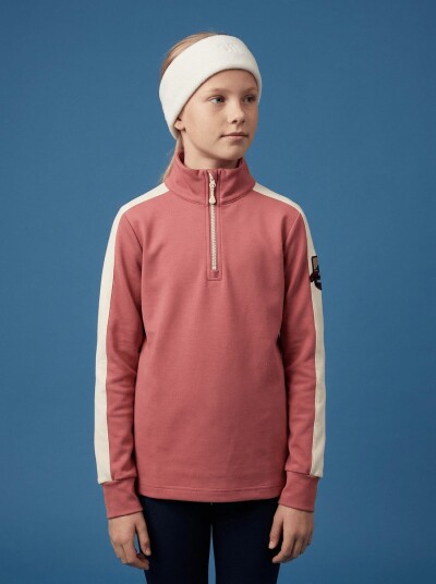 WoolLand - Genser Ål Half-Zip Girl Burned Rose