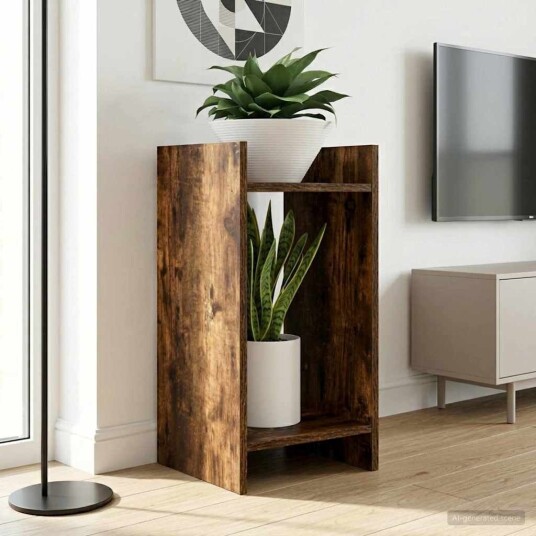 vidaXL Planteholder 2 stk. Røkt Eik 30 x 30 x 60 cm Konstruert tre