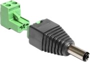 Delock Adapter Dc 2.1 X 5.5 Mm Male > Terminal Block Strømadapter 2 Pins Terminalblokk Hann Til Ls Jack 2,1 Mm Hann