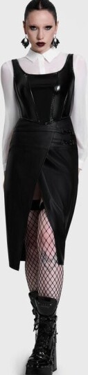 KIHILIST by KILLSTAR   Goth Middellangt skjørt   Noir Ruin Split Midi Skirt   XS til 4XL   Damer   svart