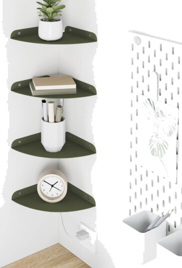vidaXL Flytende hylle med hylle 4 pcs Olivengrønn 18 x 18 x 2 cm