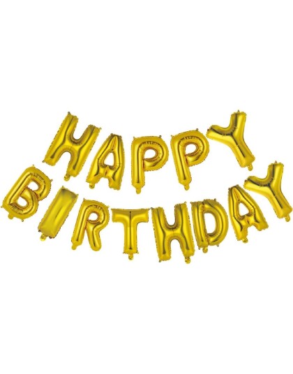 Happy Birthday Gullfarget Ballong Banner 41 cm