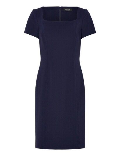 Lauren Ralph Lauren Faille Short Sleeve Cocktail Dress   Black   46