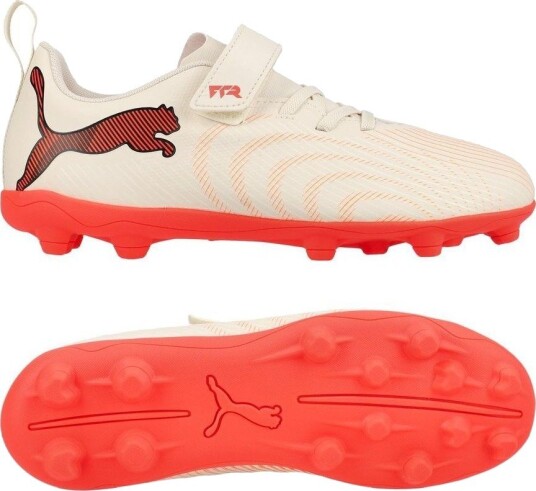 PUMA Future 9 Play Borrelås FG/AG The Arrival Sukkermandel/PUMA White/Ultra Red/PUMA Svart Barn størrelse 36