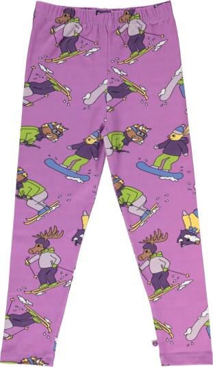 Småfolk Leggings For Children With Skiing Purple 110 116
