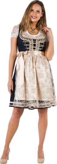 Hisab Joker Oktoberfest Dirndl Mørkeblå Krem Deluxe Kostyme 34 97988-34