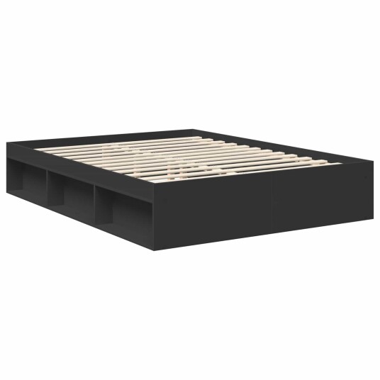 Sengestamme med hodegjerde Svart 150 x 200 cm Massiv furu