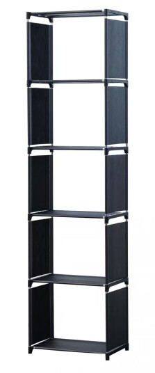 Herzberg 5-lags flerbruks bokhylle og oppbevaringsstativ - 42x153 cm svart