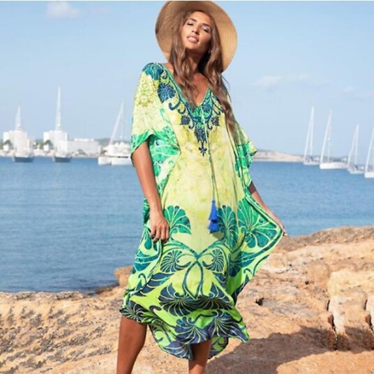 Hurtigttørkende Lang Bikini Cover Up Retro Sommerkjole Kvinner Klær Strandklær Badetøy Cover Up Hurtigttørkende Lang Bikini Cover Up Retro Sommerkjole Kvinner Klær Strandklær Badetøy Cover Up