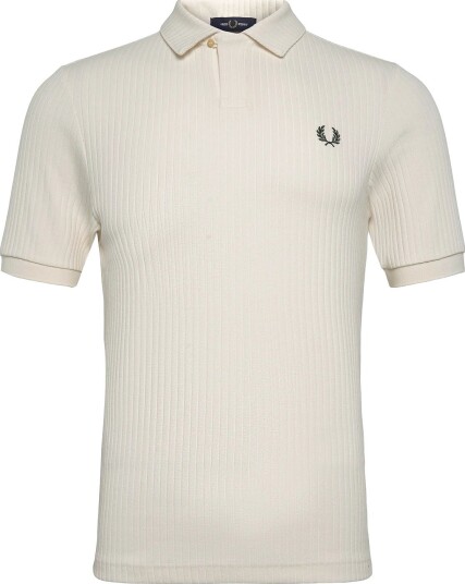 Fred Perry Drop Needle Jersey Polo Shirt - ECRU - XS